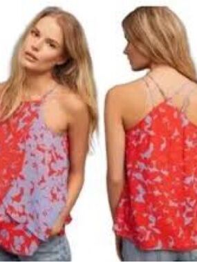 Maeve Red and Lavender Floral Strappy Tank Top